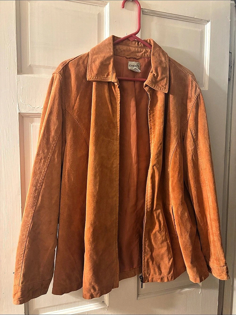 Chico's Orange Leather Jacket